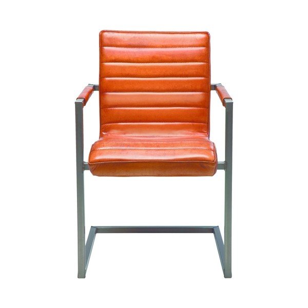 Smeđa kožna stolica s naslonima za ruke Kare Design Cantilever-image-3