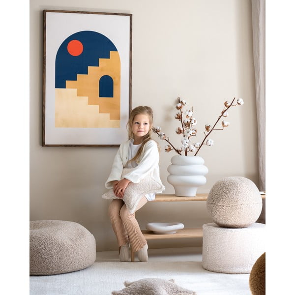 Krem dječji tabure od bouclé tkanine – Wigiwama-image-1