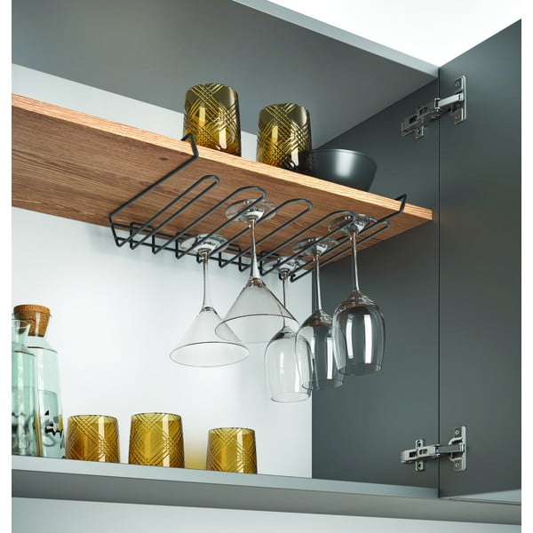 Crni viseći držač za vinske čaše Metaltex Wine Glass-image-1