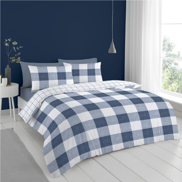 Bijelo-plava posteljina 200x135 cm Bold Check - Cloudsoft-image-2
