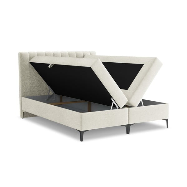 Bež boxspring krevet s prostorom za odlaganje 160x200 cm Puhala – Makamii-image-1