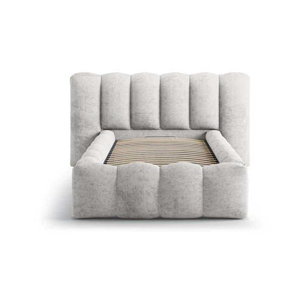 Sivi tapecirani krevet s prostorom za odlaganje s podnicom 90x200 cm Lupine – Micadoni -image-3