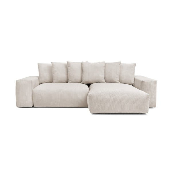 Krem sklopiva/s prostorom za odlaganje kutna garnitura od samta Voltaire – Bobochic Paris