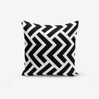 Crno-bijela jastučnica s primjesom pamuka Minimalist Cushion Covers Black White Geometric Duro, 45 x 45 cm