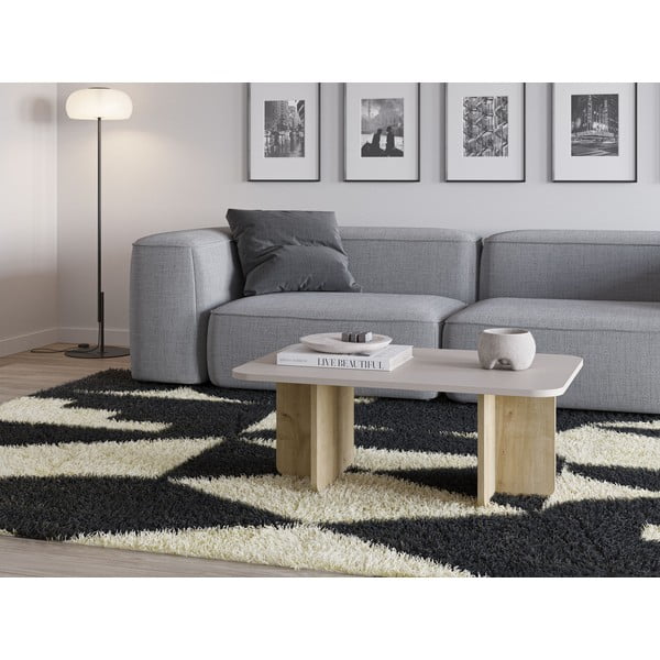 Krem/u prirodnoj boji stolić za kavu u dekoru hrasta 56x100 cm Hillary – Marckeric-image-1