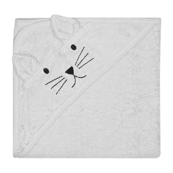 Sivi pamučni dječji ručnik s kapuljačom Kindsgut Cat