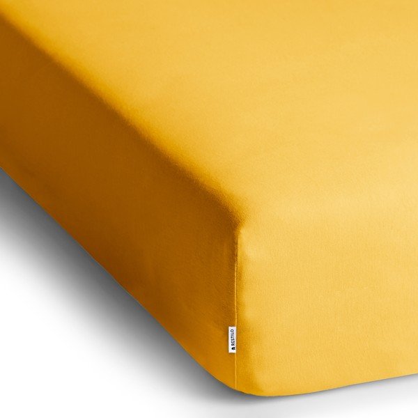 Žuta  plahta s gumom od jeseya 180x200 cm Amber – Restilo-image-2