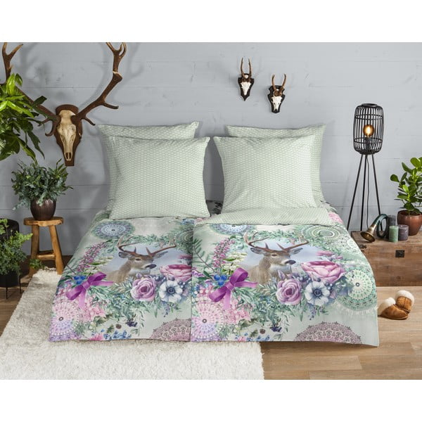 Zelena flanelska posteljina za krevet za jednu osobu 140x200 cm Romini – HIP-image-1