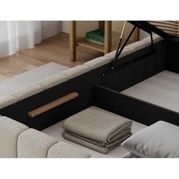 Bež tapecirani bračni krevet s prostorom za odlaganje s podnicom 180x200 cm Lamica – ELTAP-image-4