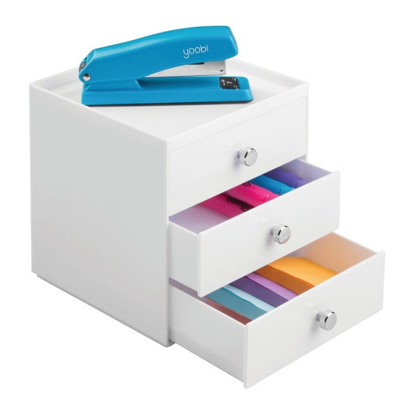 Bijela kutija za odlaganje s tri ladice iDesign, visina 18 cm-image-1