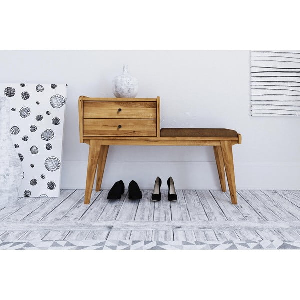 Klupa s ladicama od hrastovine s narančastim sjedištem Retro - The Beds-image-2