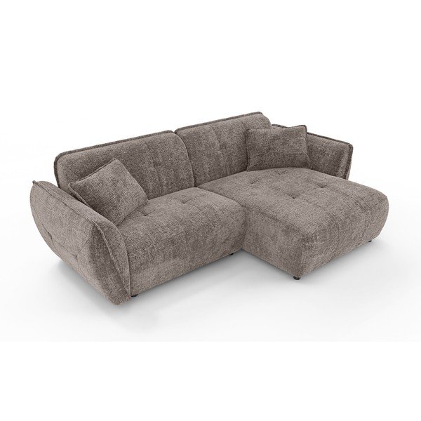 Smeđe-siva kutna garnitura od šenila (s desnim kutom/s ležaljkom) Nelia – Ropez-image-2