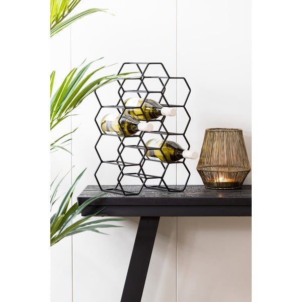 Crni metalni stalak za vino za 12 boca Salbris - Light & Living-image-3