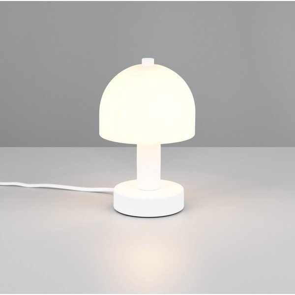 Bijela stolna lampa sa staklenim sjenilom (visina 19 cm) Glenn – Reality-image-1