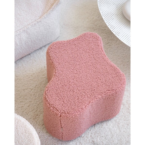 Ružičasti dječji tabure od bouclé tkanine Cloud – Wigiwama-image-4