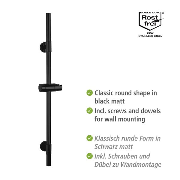 Crna zidna tuš šipka od nehrđajućeg čelika 66 cm Basic - Wenko-image-2