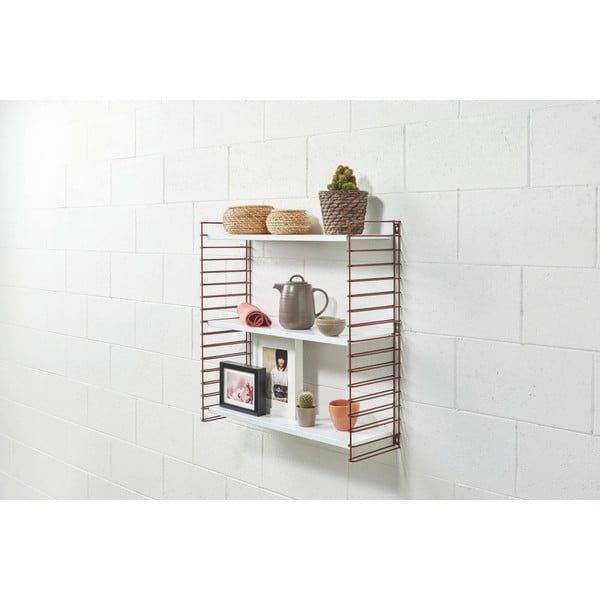 Polica na 3 kata s detaljima u bakrenoj boji s bijelim Metaltex Libro policama širine 70 cm-image-1