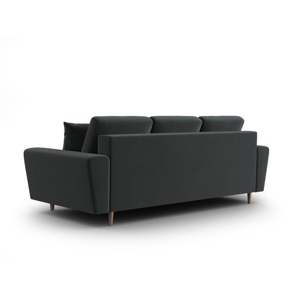 Tamno siva baršunasti sklopiva/s prostorom za odlaganje sofa 235 cm Kyoto – Cosmopolitan Design-image-3