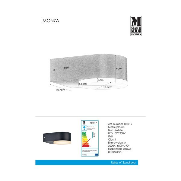 Crna zidna svjetiljka Markslöjd Monza-image-2