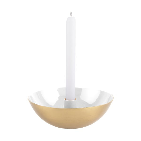Bijeli svijećnjak sa zlatnim detaljem PT LIVING Tub, ⌀ 17 cm