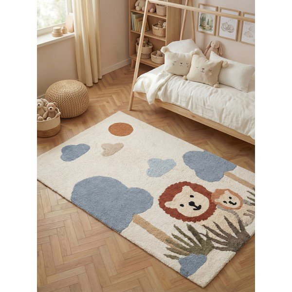Krem periv/ručno rađen pamučan dječji tepih 140x200 cm Snuggle Lionel – Hanse Home-image-1