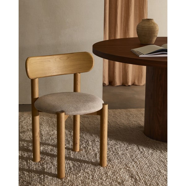 Krem/u prirodnoj boji blagovaonske stolice u setu 2 kom od punog hrasta Nebai – Kave Home-image-1