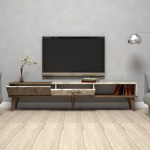 TV komoda u mramornom dekoru u prirodnoj boji 180x40 cm Milan – Kalune Design-image-2