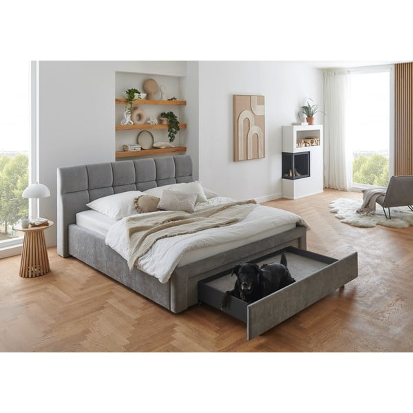 Sivi tapecirani bračni krevet bez podnice 180x200 cm Canyon – Meise Möbel-image-1