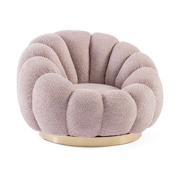 Ružičasta okretna fotelja od bouclé tkanine Florel – Bizzotto