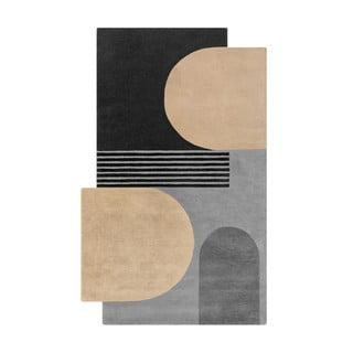 Crni/sivi ručno rađen vunen tepih 150x240 cm Lozenge Monochrome – Flair Rugs