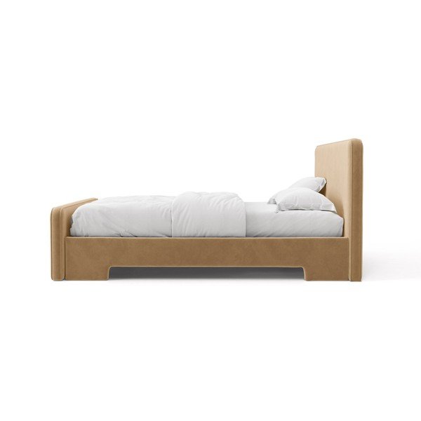 Svjetlo smeđi tapecirani bračni krevet s podnicom 140x200 cm Eda – Micadoni -image-3