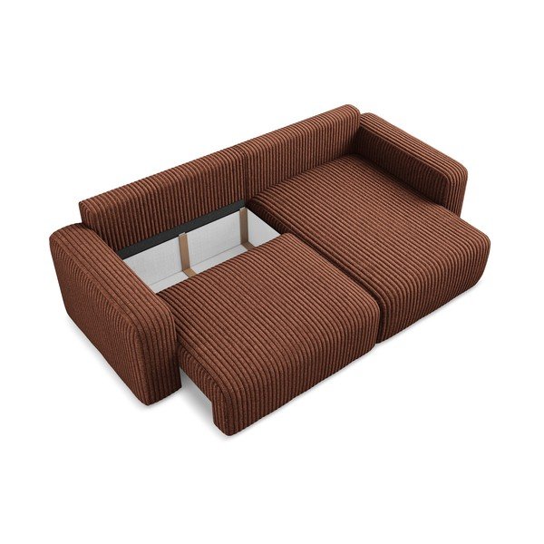 Sklopiva/s prostorom za odlaganje kutna garnitura od samta boja terakote (s desnim kutom/s ležaljkom) Kona – Makamii-image-4