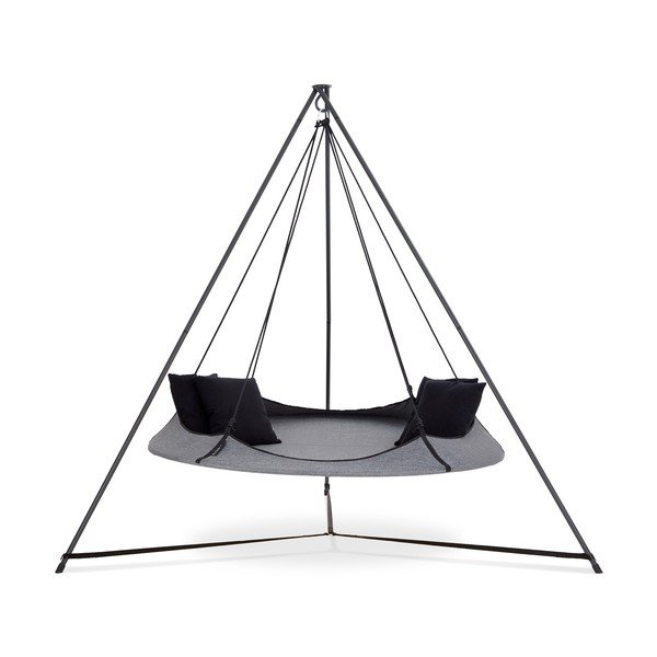 Siva vrtna ljuljačka sa postoljem - Hangout Pod-image-1