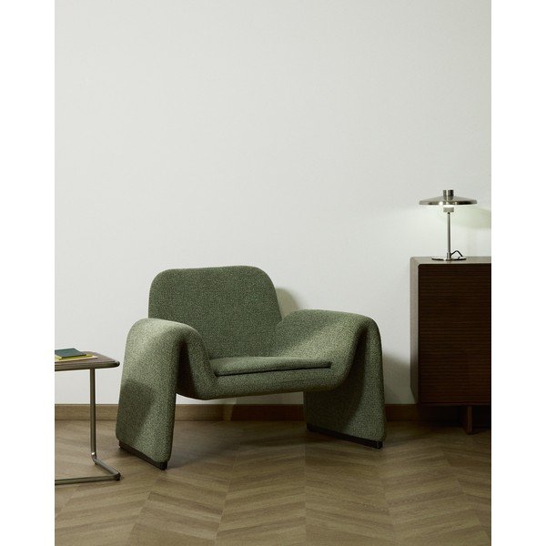 Zelena fotelja od šenila Melvia – Kave Home-image-1