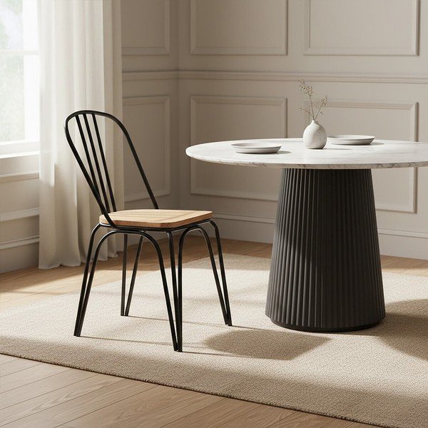 Crna blagovaonska stolica od čvrstog brijesta District – Premier Housewares-image-1
