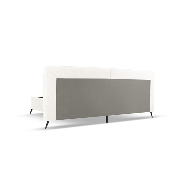 Krem tapecirani bračni krevet s prostorom za pohranu s podnicom 160x200 cm Walter – Milo Casa-image-3