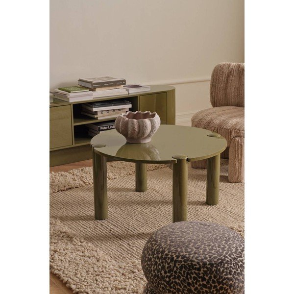 Kaki zeleni okrugao stolić za kavu od MDF-a ø 80 cm Pussel – Ellos Home-image-1