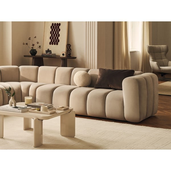 Bež kutna garnitura od šenila Lupine – Micadoni -image-4