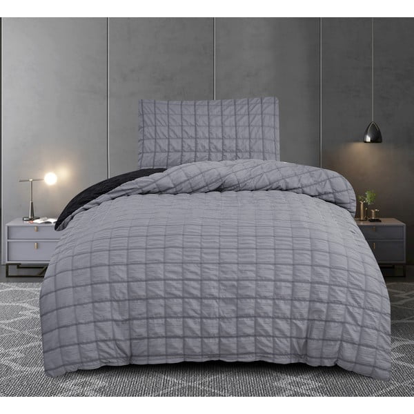 Crna/siva posteljina za krevet za jednu osobu od krepa 140x200 cm Naomi – My House