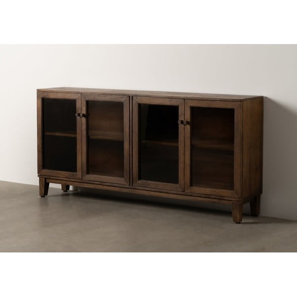 Smeđa vitrina od masivnog manga 180x87x35 cm Ravi – Ixia-image-1