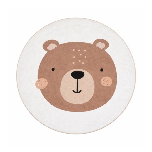 Smeđi/krem periv dječji tepih ø150 cm Teddy Bear – Mila Home