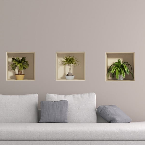 Set s 3 naljepnice s 3D efektom Ambiance Palms-image-1