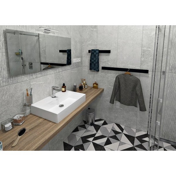 Mat crni zidni držač za ručnike Patron – Sapho-image-1