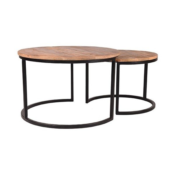 Set od 2 pomoćna stolića od drveta manga LABEL51 Kava, ⌀ 50 cm i ⌀ 70 cm-image-3