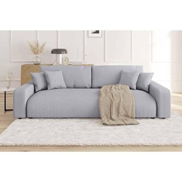 Svijetlo siva sklopiva/s prostorom za odlaganje sofa od samta 234 cm Sara – Ropez-image-1