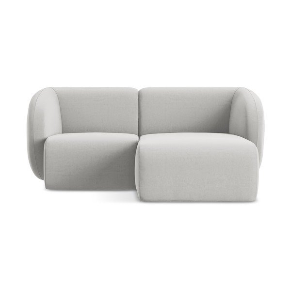 Svijetlo siva baršunasti kutna garnitura (s desnim kutom/s ležaljkom) Lani – Makamii