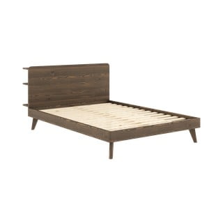 Bračni krevet od smeđeg bora s podnicom 160x200 cm Retreat - Karup Design