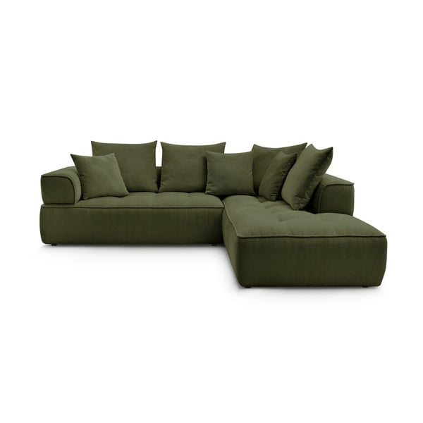 Zelena kutna garnitura od šenila (s desnim kutom/u obliku slova L) Whesley – Bobochic Paris