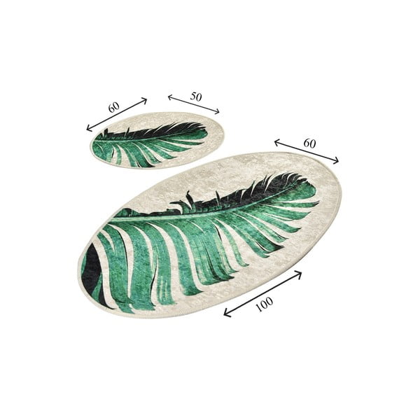 Zelene/bež kupaonske prostirke u setu 2 kom 60x100 cm Floret – Foutastic-image-3