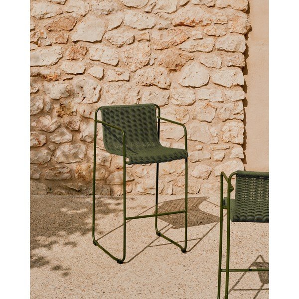 Zelena metalna vrtna barska stolica Maurina – Kave Home-image-1